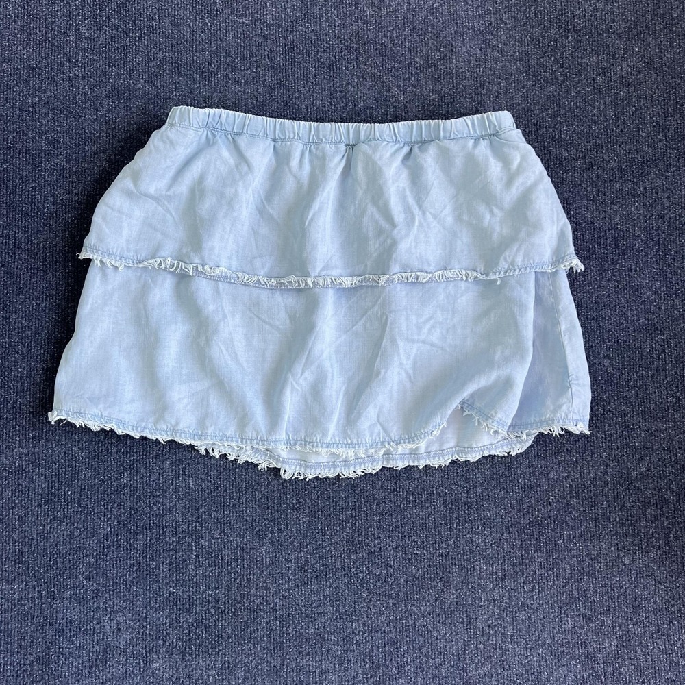Cloth & Stone Skirt Womens Medium Blue Chambray Layered Mini‎ Elastic Waist